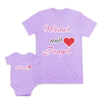 Mom and Baby Matching Outfits Wished and Prayed Heart Miracle Love Cotton