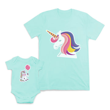 Mom and Baby Matching Outfits Unicorn Fantasy Mother Balloon Cotton