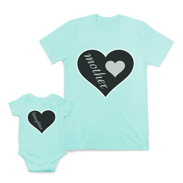 Mom and Baby Matching Outfits Mother Daughter Love Heart Cotton