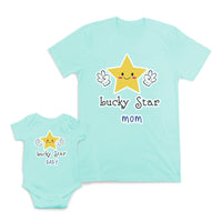 Mom and Baby Matching Outfits Lucky Star Mom Baby Smiling Star Cotton