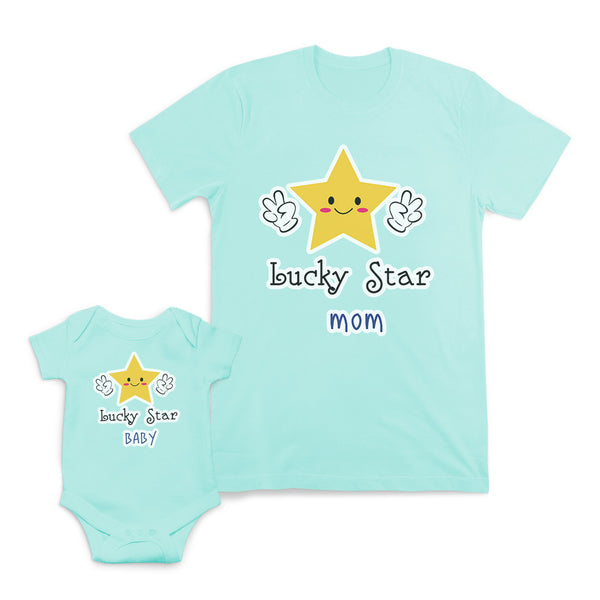 Mom and Baby Matching Outfits Lucky Star Mom Baby Smiling Star Cotton