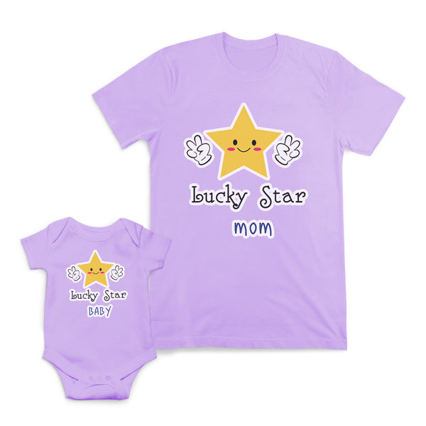 Mom and Baby Matching Outfits Lucky Star Mom Baby Smiling Star Cotton
