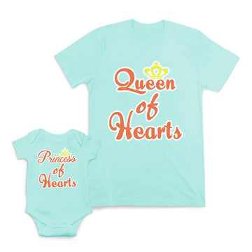 Mom and Baby Matching Outfits Queen Princess of Hearts Crown Cotton