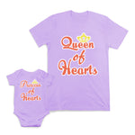 Mom and Baby Matching Outfits Queen Princess of Hearts Crown Cotton