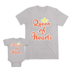 Mom and Baby Matching Outfits Queen Princess of Hearts Crown Cotton