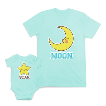 Mom and Baby Matching Outfits Moon Star Smiling Cotton