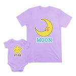 Mom and Baby Matching Outfits Moon Star Smiling Cotton