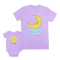 Mom and Baby Matching Outfits Moon Star Smiling Cotton