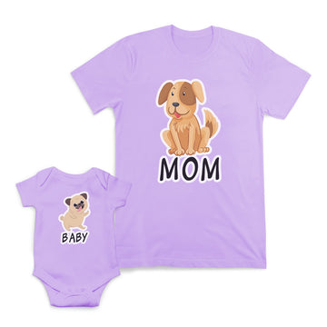 Mom and Baby Matching Outfits Mom Dog Baby Pug Animal Cotton