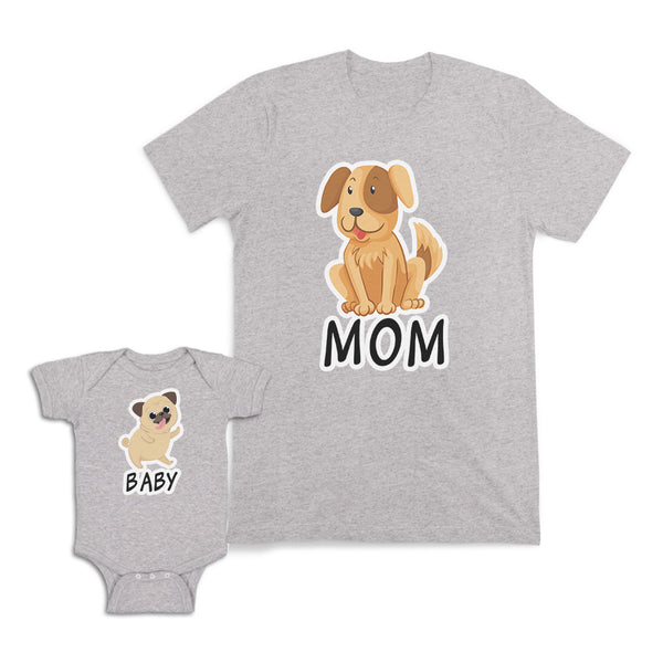 Mom and Baby Matching Outfits Mom Dog Baby Pug Animal Cotton