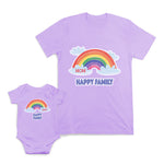 Mom and Baby Matching Outfits Mom Baby Happy Family Rainbow Clouds Cotton