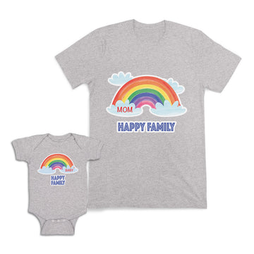 Mom and Baby Matching Outfits Mom Baby Happy Family Rainbow Clouds Cotton