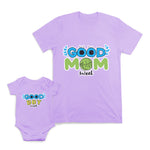 Mom and Baby Matching Outfits Good Mom Boy Sweet Eyes Leaves Cotton