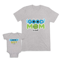 Mom and Baby Matching Outfits Good Mom Boy Sweet Eyes Leaves Cotton