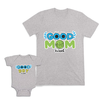 Mom and Baby Matching Outfits Good Mom Boy Sweet Eyes Leaves Cotton