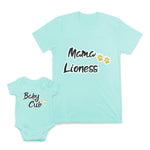 Mom and Baby Matching Outfits Mama Lioness Baby Cub Paw Prints Cotton