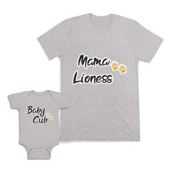 Mom and Baby Matching Outfits Mama Lioness Baby Cub Paw Prints Cotton