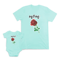 Mom and Baby Matching Outfits Mom Mini Rose Flower Cotton