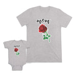 Mom and Baby Matching Outfits Mom Mini Rose Flower Cotton