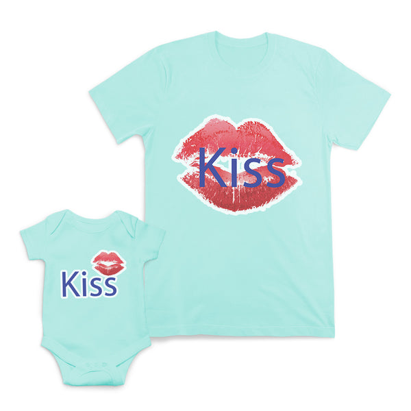 Mom and Baby Matching Outfits Kiss Red Lips Mothers Love Affection Cotton