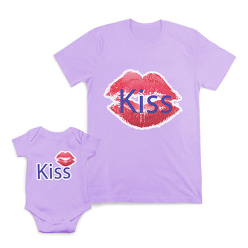 Mom and Baby Matching Outfits Kiss Red Lips Mothers Love Affection Cotton