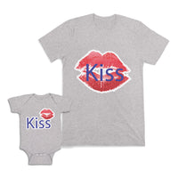 Mom and Baby Matching Outfits Kiss Red Lips Mothers Love Affection Cotton