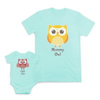 Mom and Baby Matching Outfits Mommy Little Owl Birds Cotton