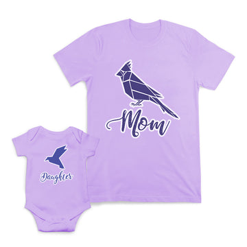 Mom and Baby Matching Outfits Mom Daughter Crafts Bird Cotton