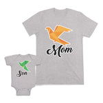 Mom and Baby Matching Outfits Mom Son Crafts Bird Cotton