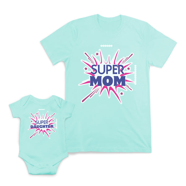Mom and Baby Matching Outfits Super Mom Daughter Sparkling Crackers Cotton