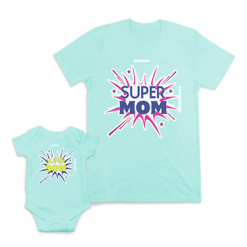 Mom and Baby Matching Outfits Super Mom Son Sparkling Crackers Star Cotton