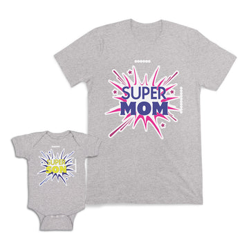 Mom and Baby Matching Outfits Super Mom Son Sparkling Crackers Star Cotton