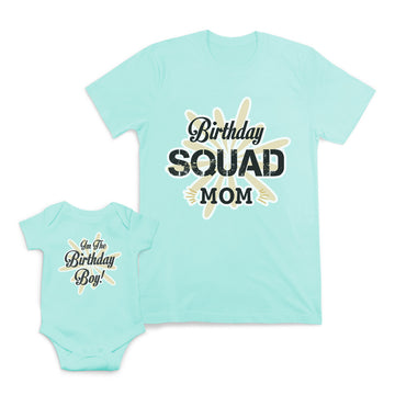 Mom and Baby Matching Outfits Birthday Squad Mom Sparkle I Am The Boy Cotton