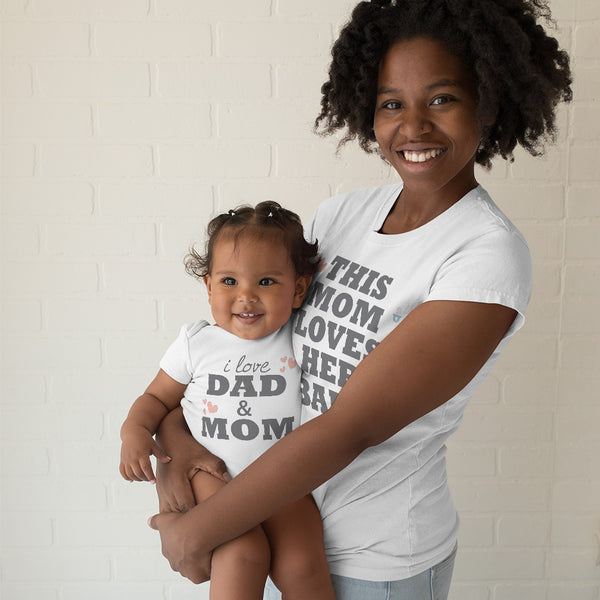 This Mom Loves Her Baby Socks I Love Dad and Mom Heart Love Pacifier Heart