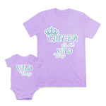 Mom and Baby Matching Outfits Queen of All Wild Things Crown Heart Love Cotton