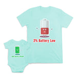 Mom and Baby Matching Outfits Battery Low Battery Fully Charged Smiling Battery