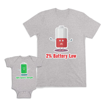 Mom and Baby Matching Outfits Battery Low Battery Fully Charged Smiling Battery