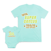 Mom and Baby Matching Outfits Total Super Genius Mom Daughter Heart Cotton