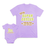 Mom and Baby Matching Outfits Total Super Genius Mom Daughter Heart Cotton