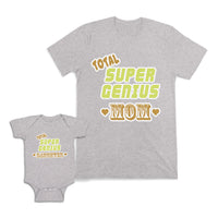 Mom and Baby Matching Outfits Total Super Genius Mom Daughter Heart Cotton