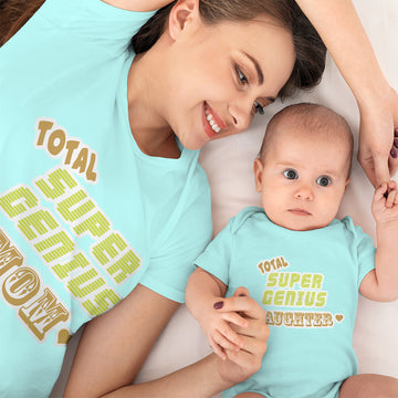 Mom and Baby Matching Outfits Total Super Genius Mom Daughter Heart Cotton