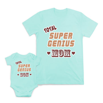 Mom and Baby Matching Outfits Total Super Genius Mom Son Love Heart Cotton