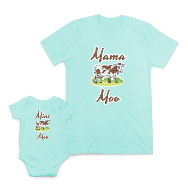 Mom and Baby Matching Outfits Mama Mini Moo Cattle Cow Cotton