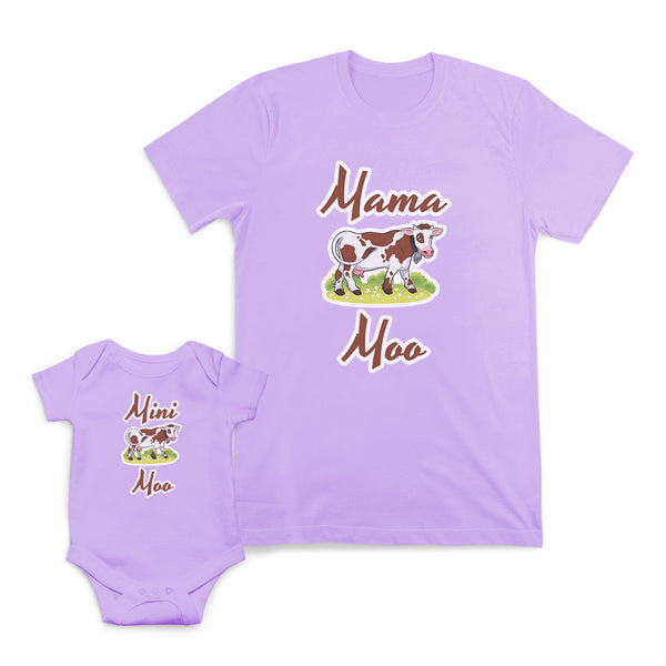 Mom and Baby Matching Outfits Mama Mini Moo Cattle Cow Cotton