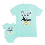 Mom and Baby Matching Outfits Blessed to Be Her Mom Daughter Heart Leaves Cotton