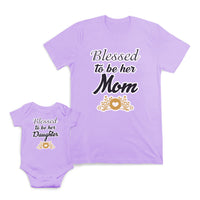 Mom and Baby Matching Outfits Blessed to Be Her Mom Daughter Heart Leaves Cotton