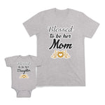 Mom and Baby Matching Outfits Blessed to Be Her Mom Daughter Heart Leaves Cotton
