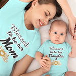 Blessed to Be Her Mom Daughter Heart Leaves