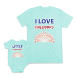 Mom and Baby Matching Outfits I Love Little Fireworks Heart Cotton