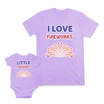 Mom and Baby Matching Outfits I Love Little Fireworks Heart Cotton